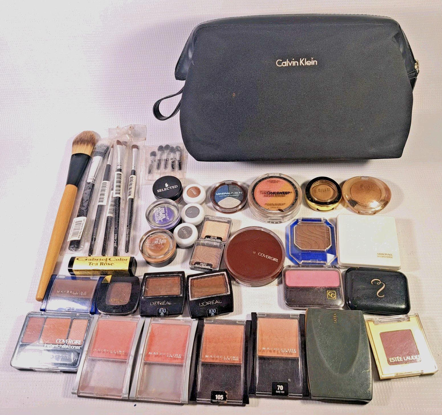 41pc New Makeup Lot with Calvin Klein Bag Estee Lauder Sephora Milani Maybelline