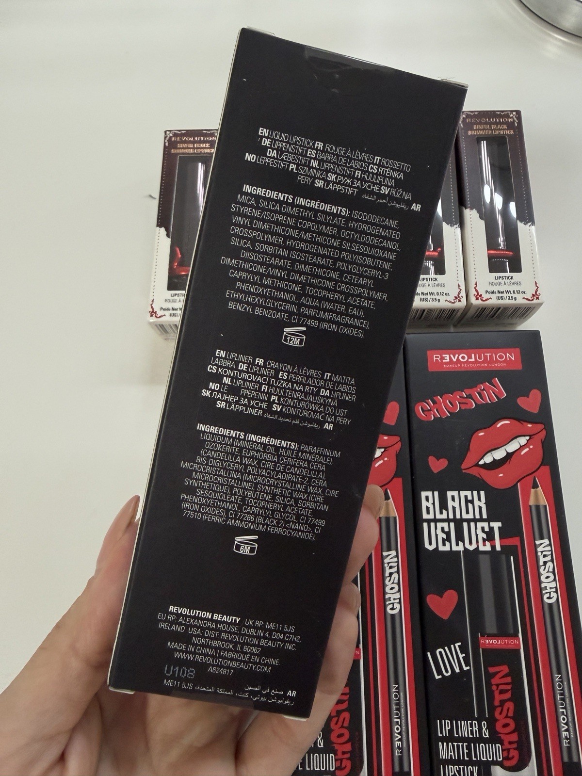 Revolution Beauty London Ghostin & Sinful Lipsticks Liners Shimmer Matte black