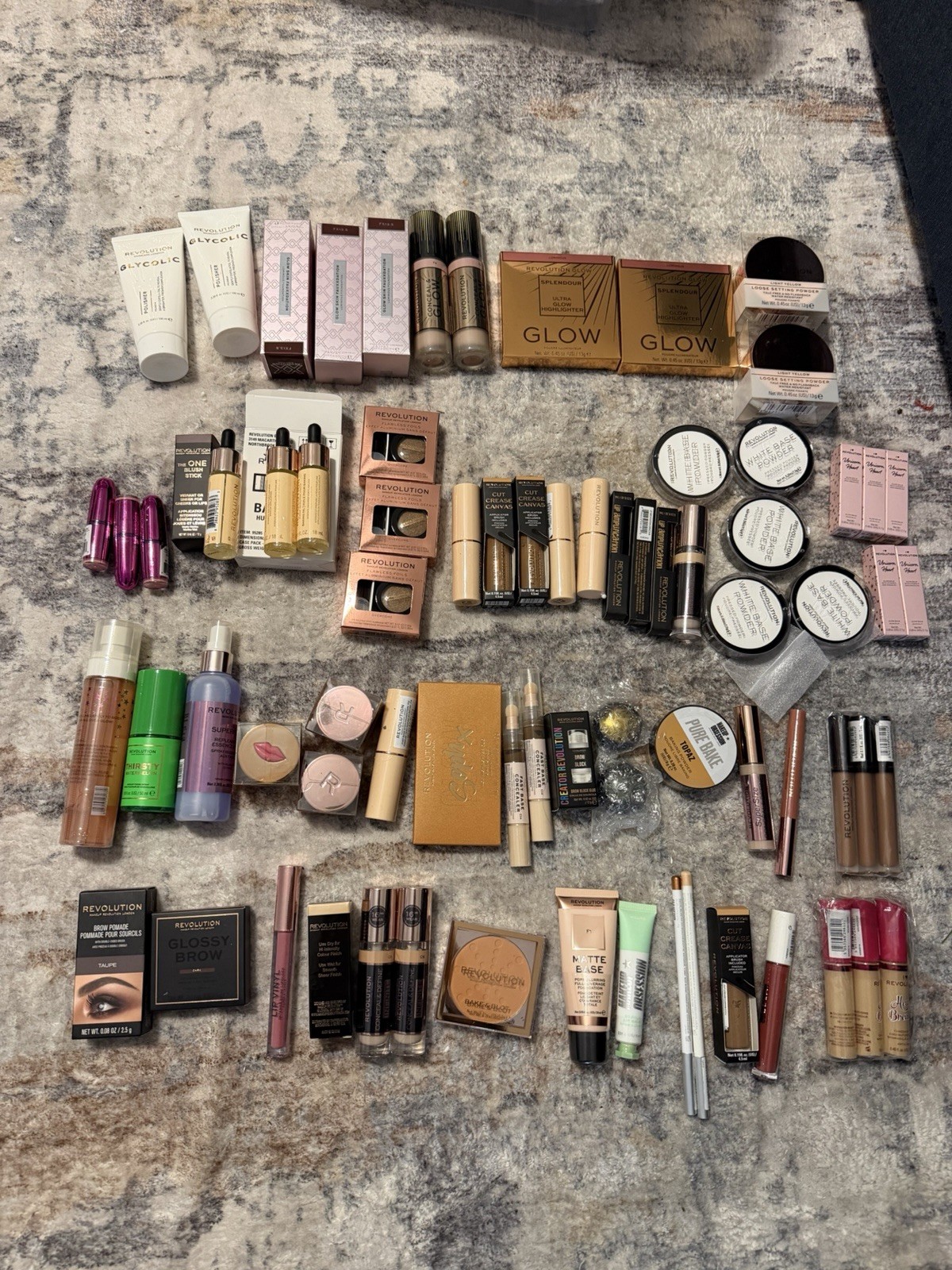 NEW Lot Of 75 Piece Revolution Makeup Bundle Powder Lip Shadow Palette Primer +