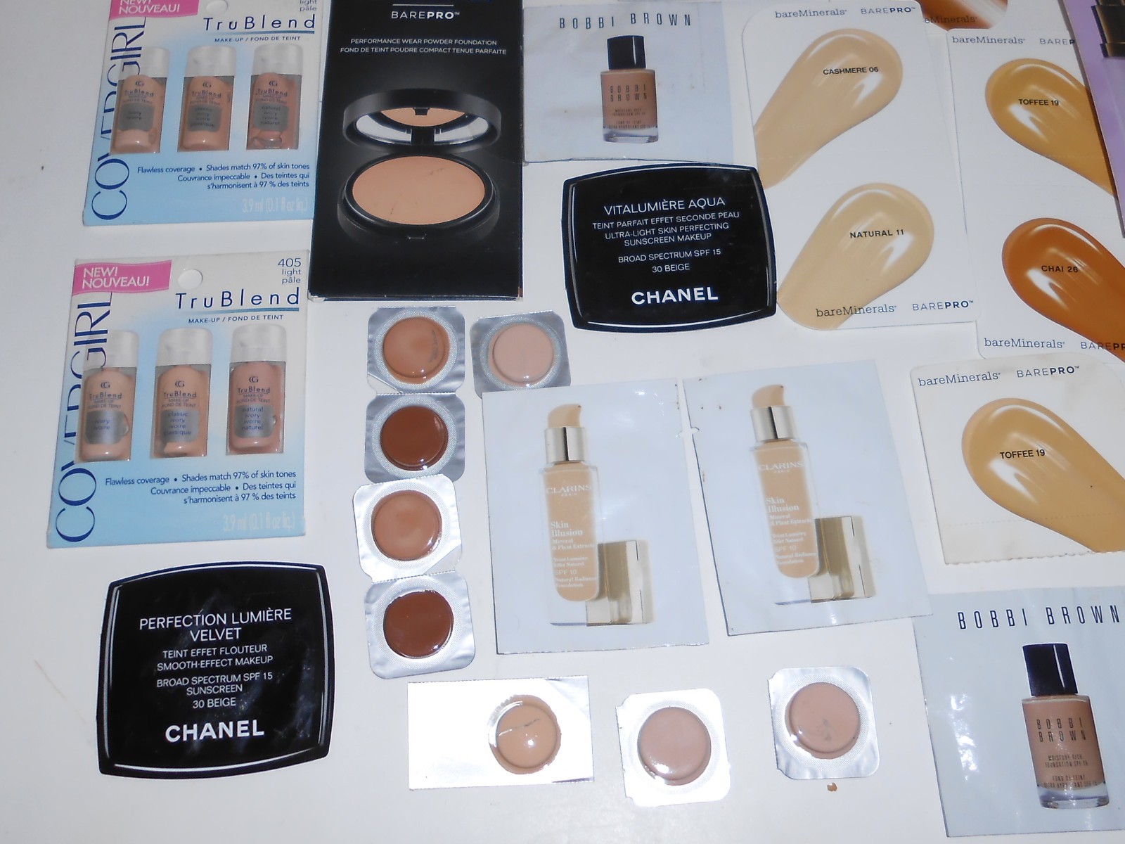 Makeup Foundation Mixed Sample Lot – Lancome, Chanel, Covergirl, Laura Mercier,