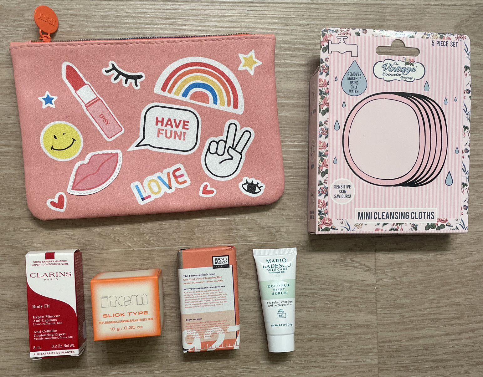 Mixed Beauty Sample 5-Pc, Clarins, Item Beauty, Erno Laszlo &more + Ipsy Bag NEW