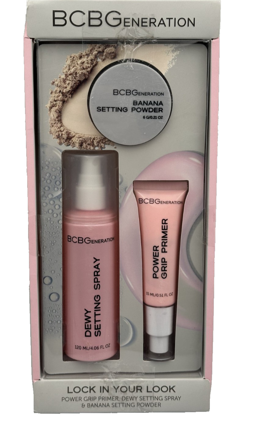 BCBGeneration Makeup Lock In Your Look Set Banana Powder Dewy Spray Primer New