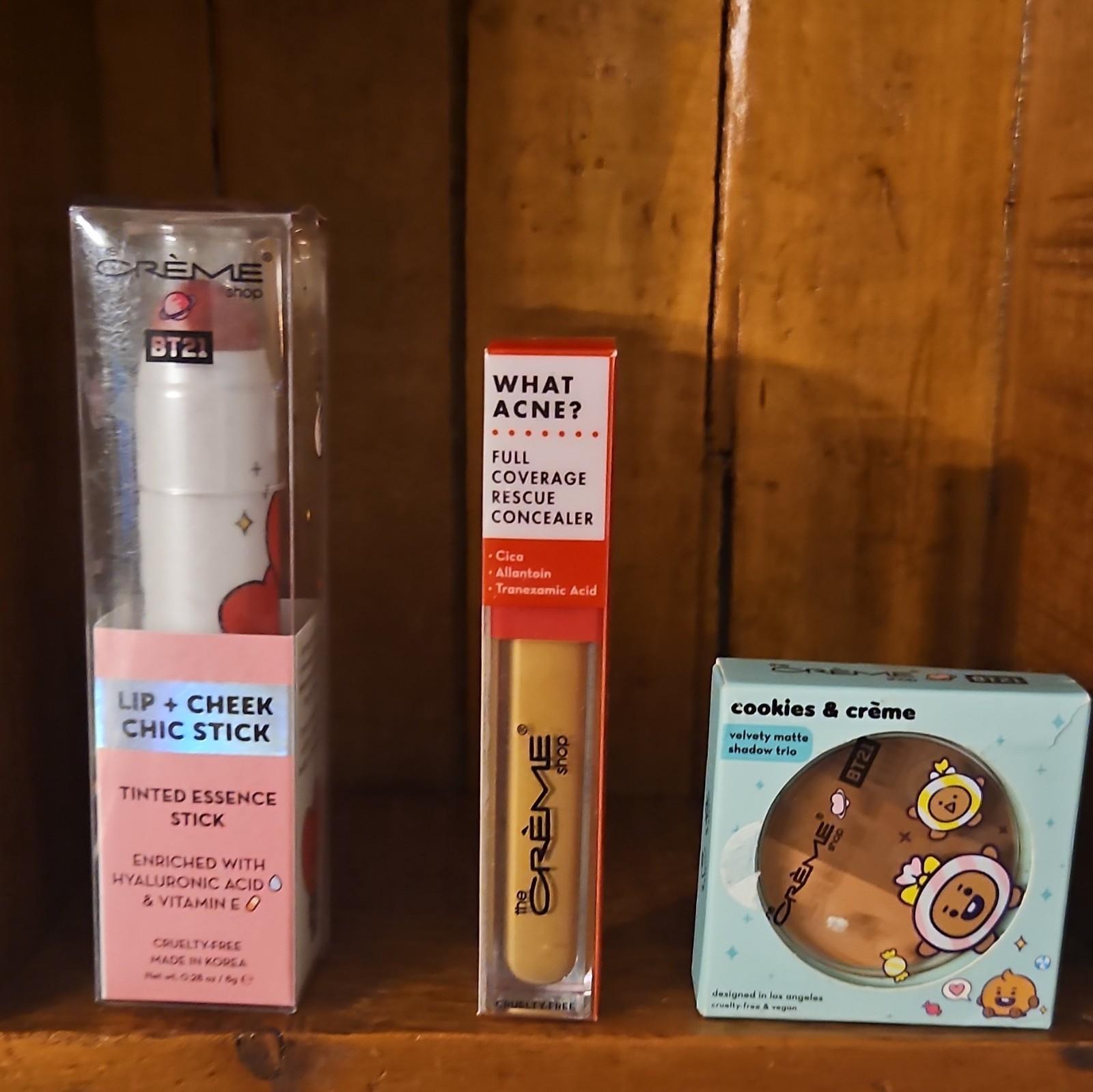 Cherimoya + The Crème Shop Cruelty-Free Makeup Lot: Blush Trio, Balm, Mascara