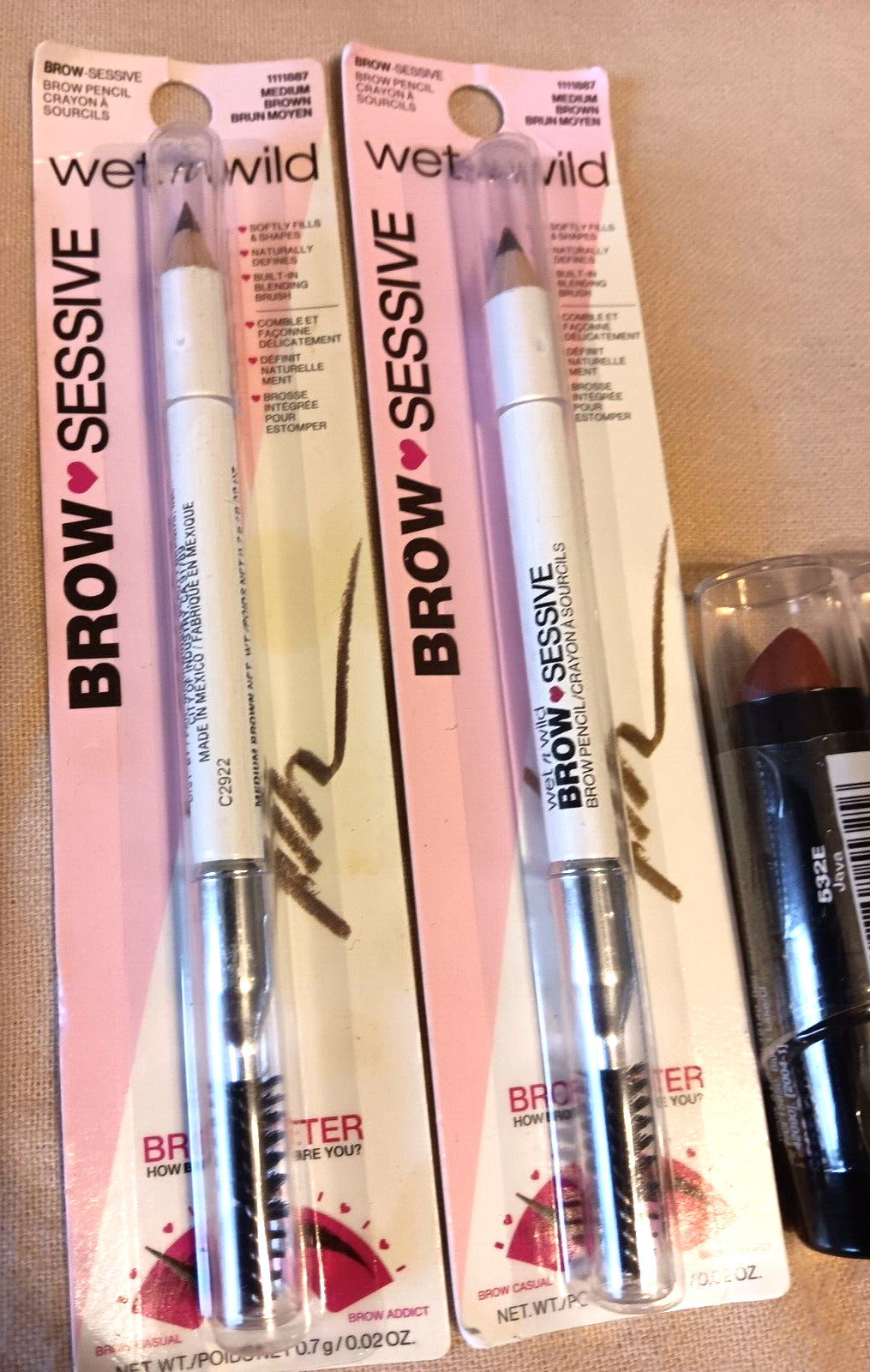 Wet n Wild Lot Medium Brown Brow Sessive Eye Pencil Eyeshadow Blush Lipstick