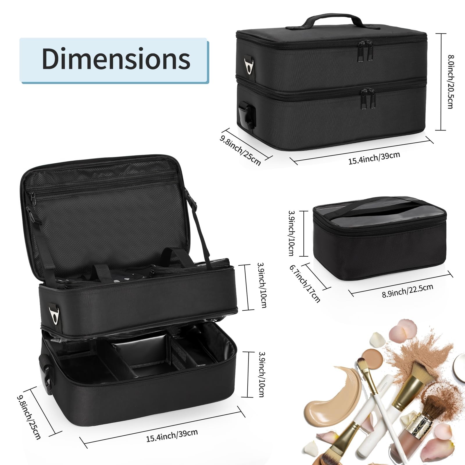 Extra Large Makeup Case, Professional Makeup Artist Traveling Bag, Double Lay…