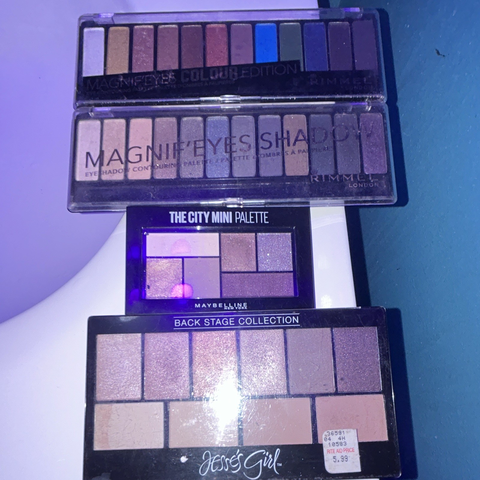 Assorted Eyeshadow Palette Mixed Lot: Sleek, Milani, Rimmel, Maybelline, Jesse’s