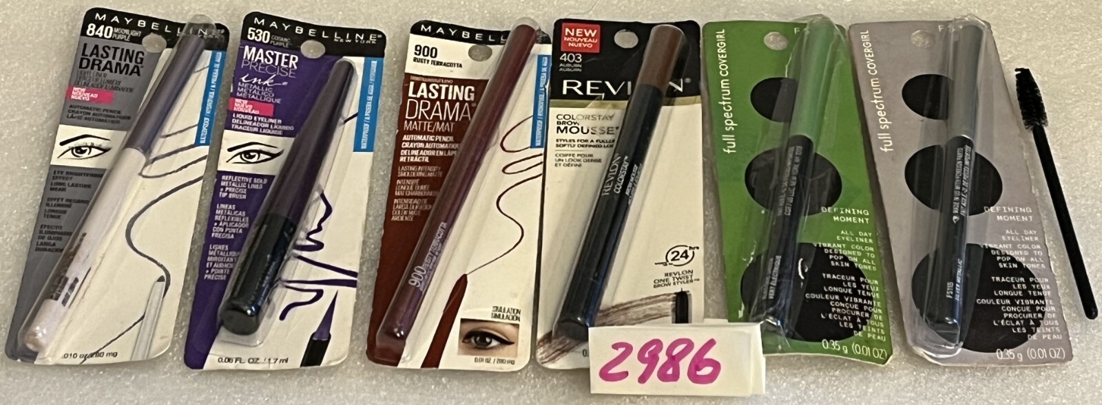 Lot of 6 Eyeliners Pencil, Liquid by Maybelline, Revlon, Full Spectrum Covergirl