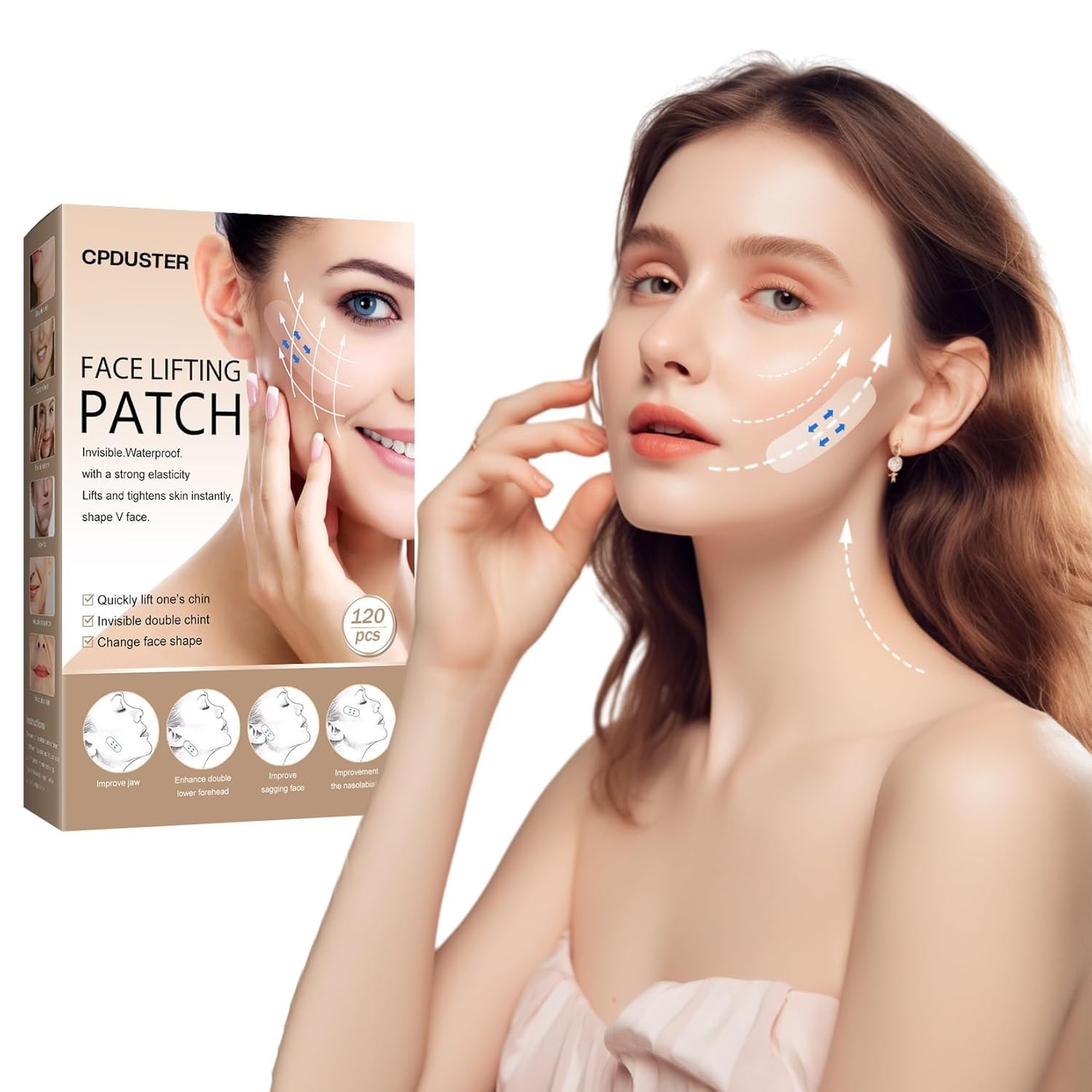 Invisible Face Lift Tape : 120PCS Neck Tape – Instant V-Shaped Lifting for Sa…