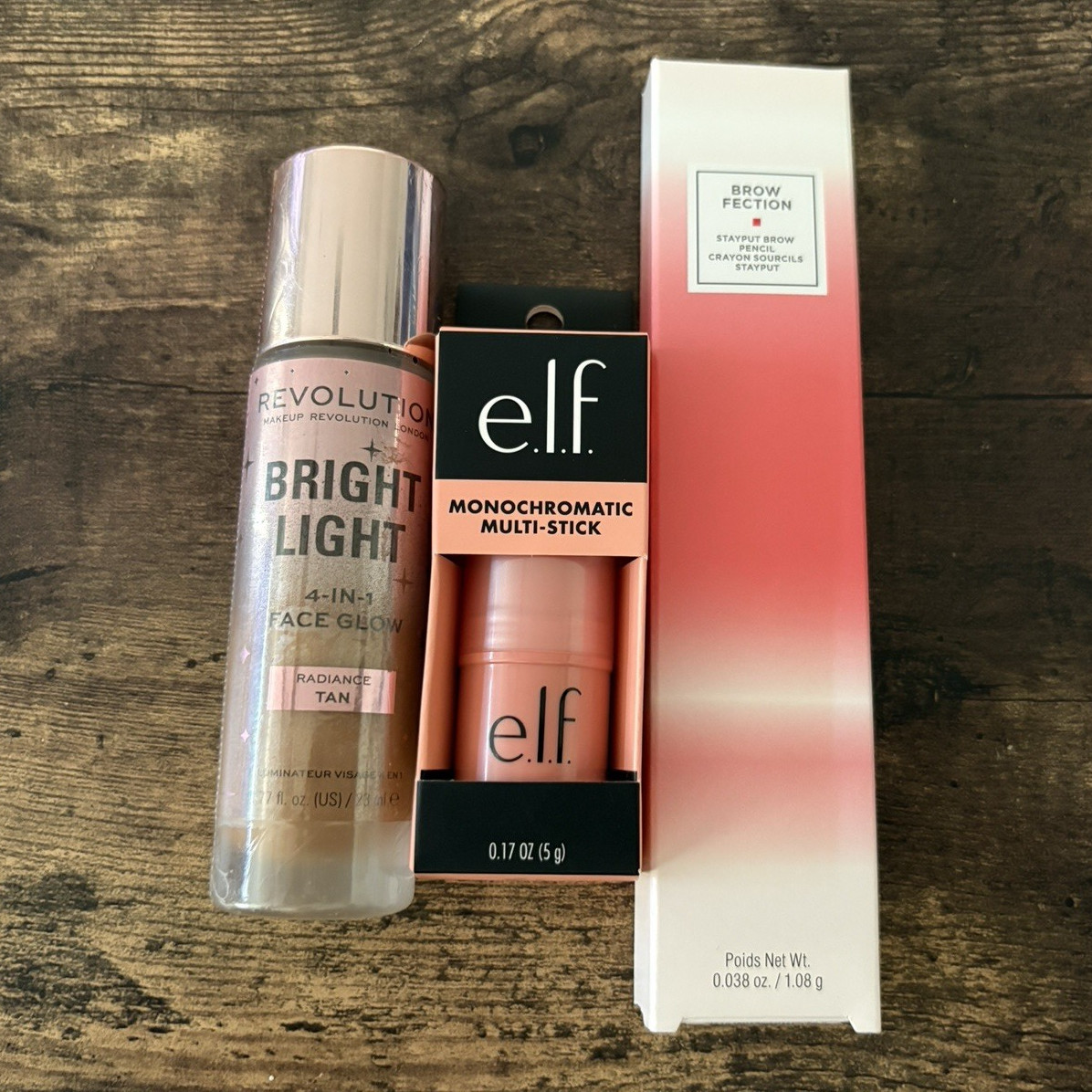 e.l.f. Multi-Stick, Revolution Bright Light, Stay Put Brow Pencil Lot
