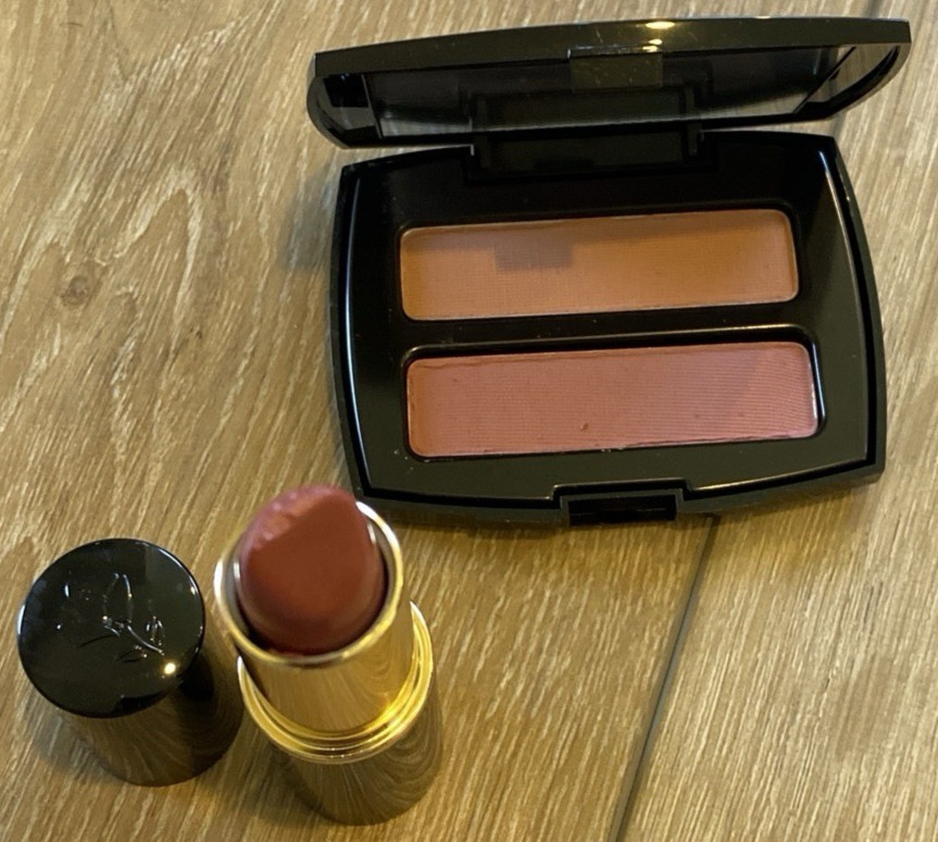 Makeup Bundle – Lancôme Lipstick, Blush-Nudestix Lip Pencil & Case, Travel Bag