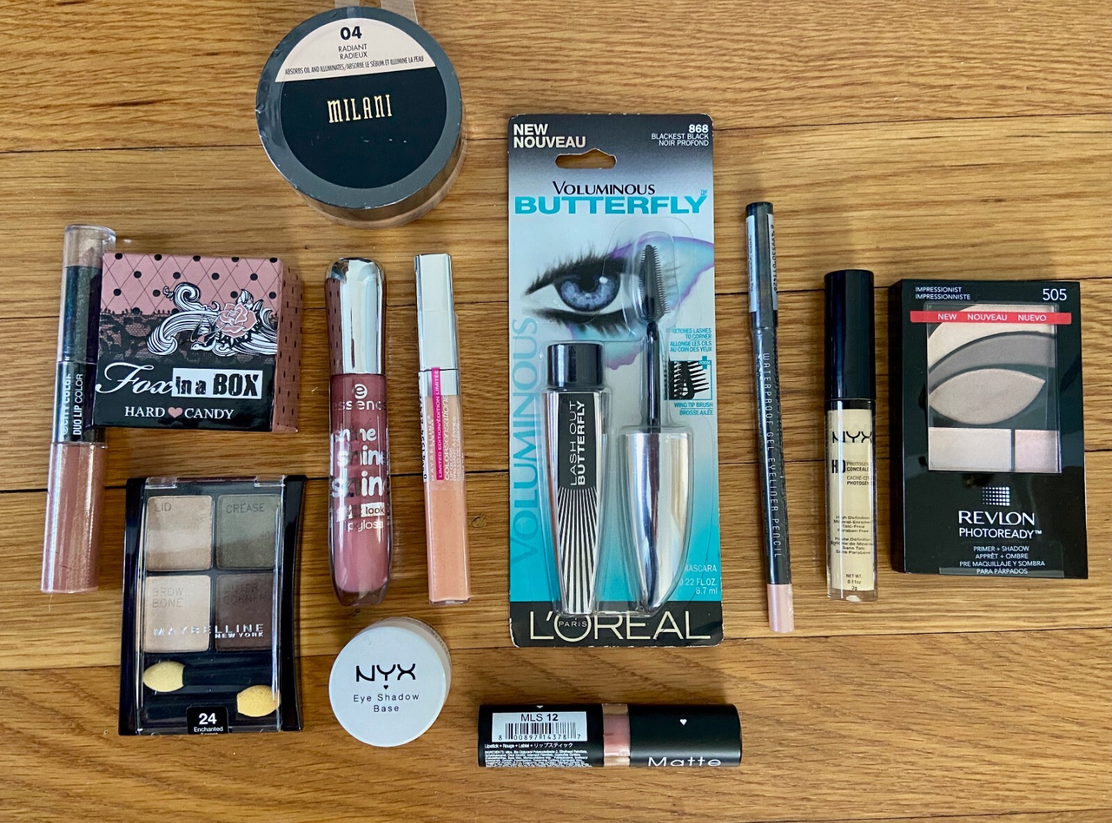 Lot 12 Cosmetics Assorted Name Brands- Hard Candy Maybelline Revlon Milani NYX
