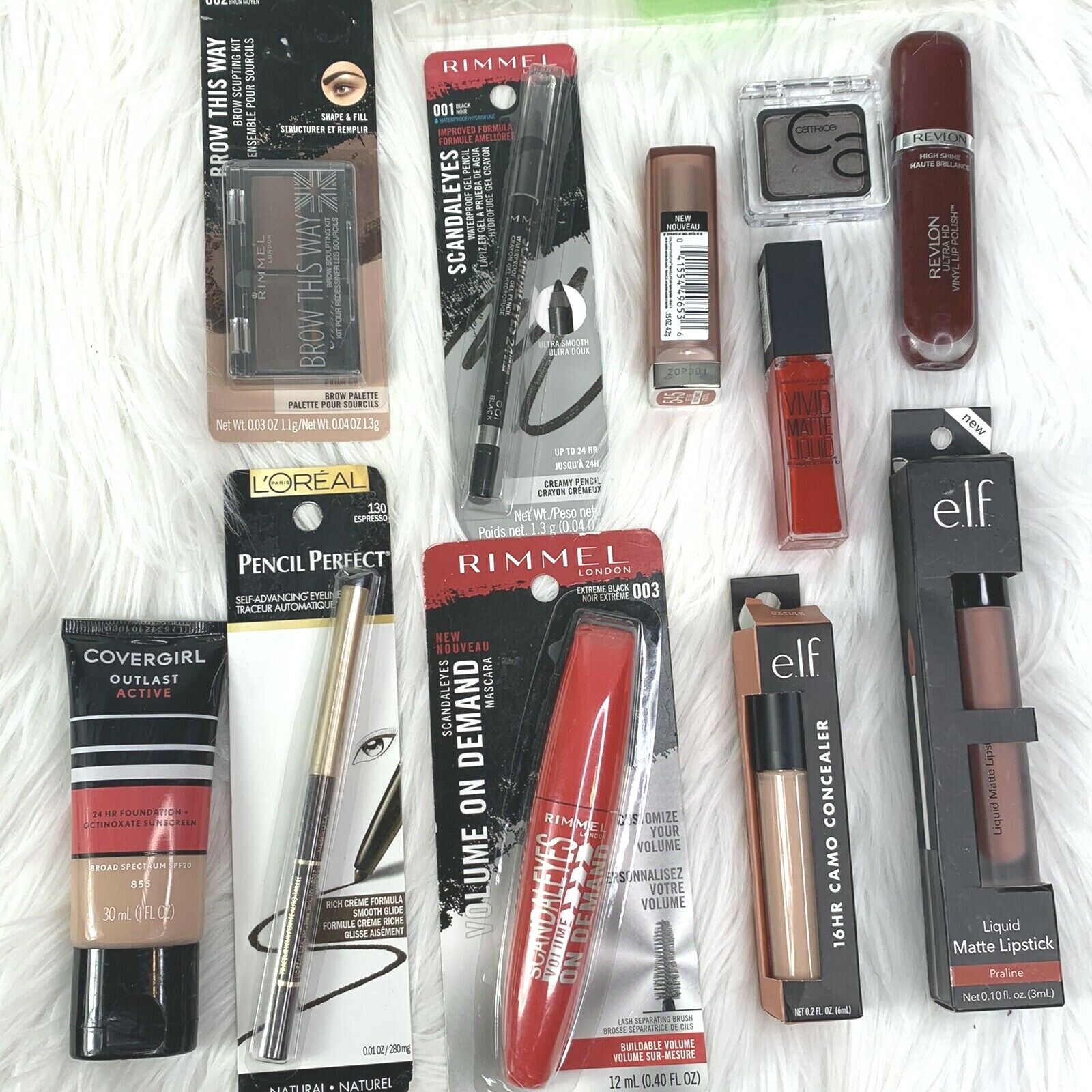Makeup Lot 12 Piece Maybelline Rimmel Loreal Elf Mascara Eyeliner Eyeshadow Lip