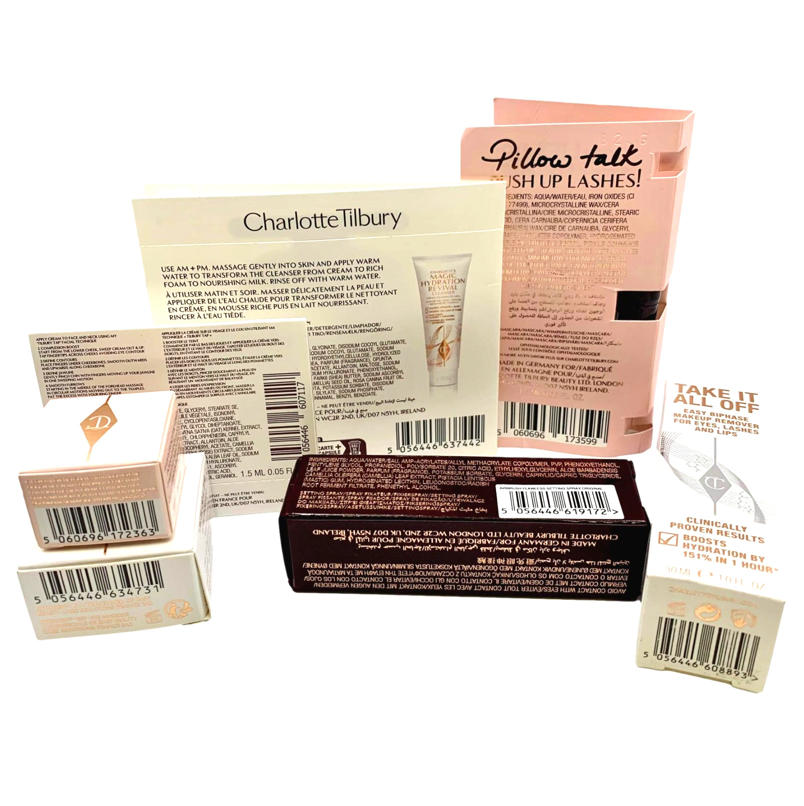 Charlotte Tilbury 8pc Makeup Set Magic Creams, Lashes, Remover & Setting Spray