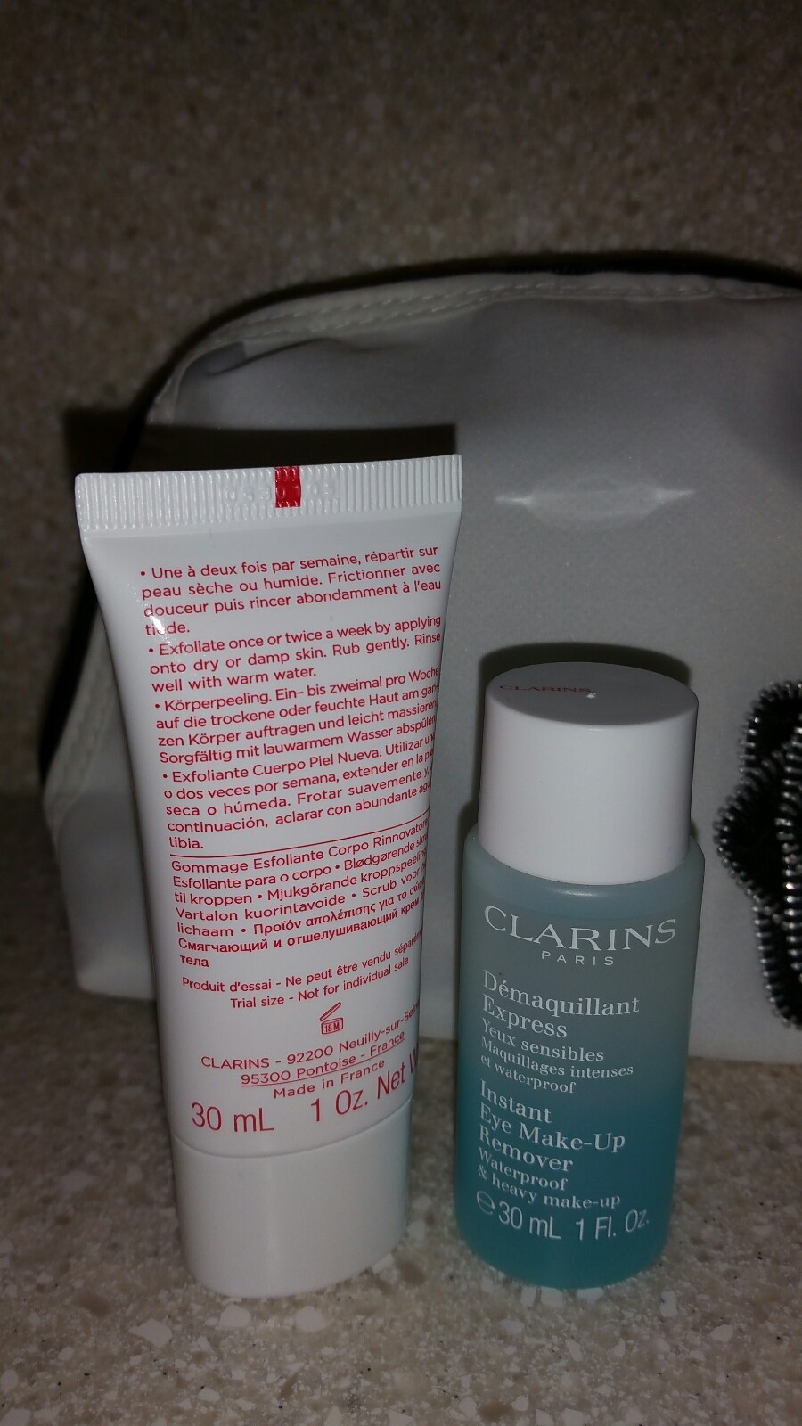 NEW Set Lot Of 5 CLARINS + LANCOME Products Travel Size Samples Cosmetic Bag
