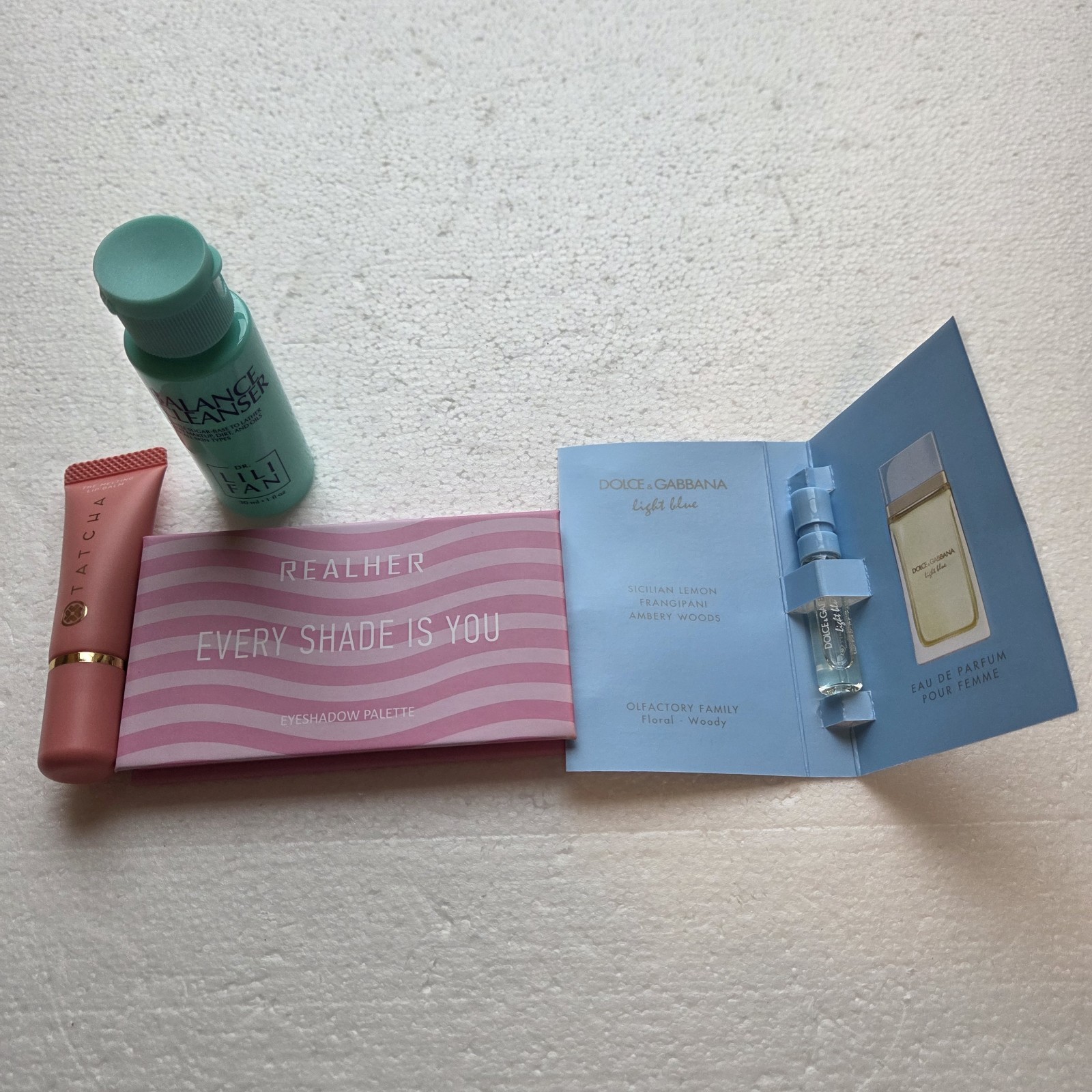 Tatcha REALHER Dr Lili Fan Dolce & Gabbana Makeup Skincare Fragrance Lot of 4