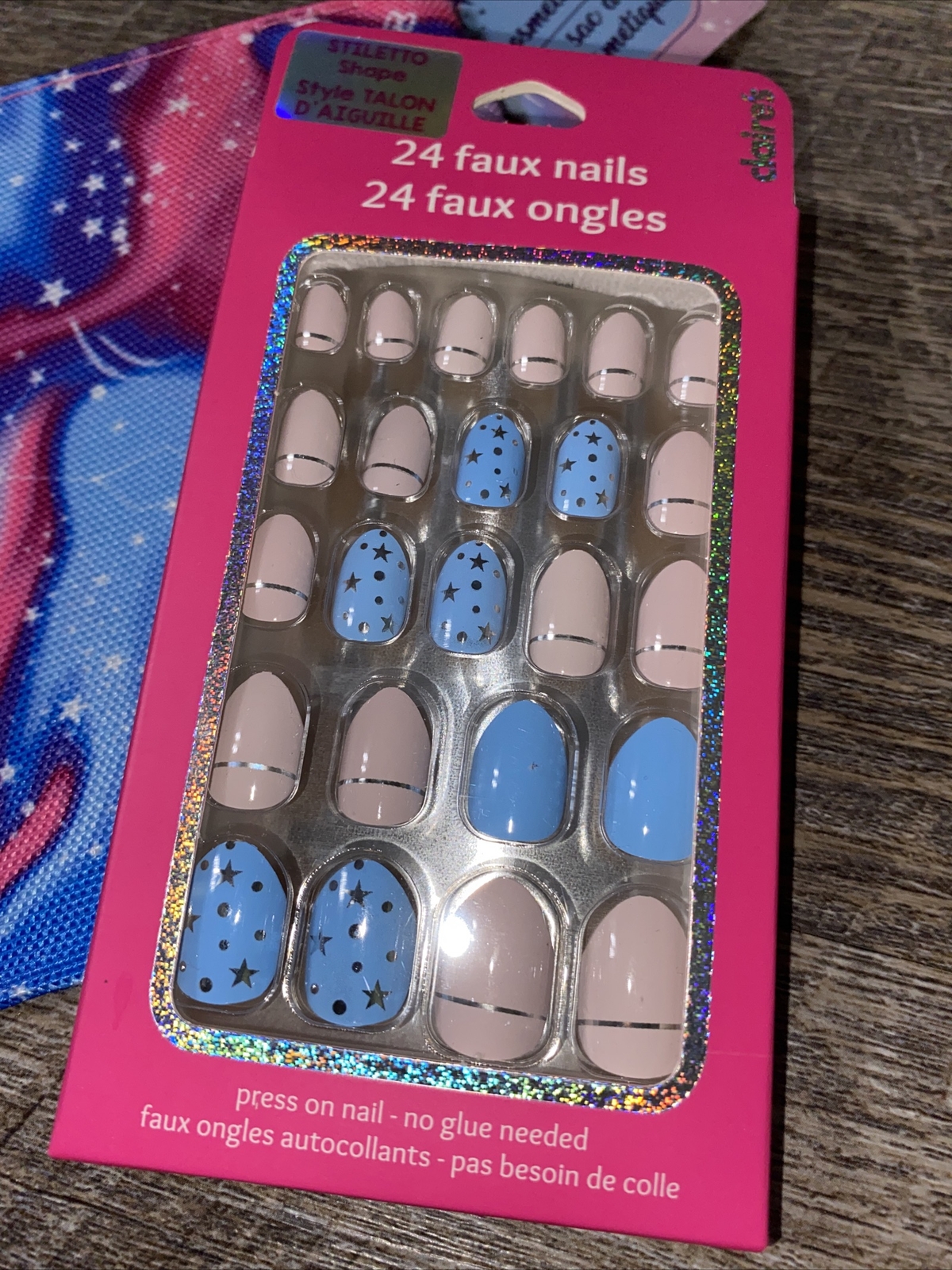Claire’s Unicorn Galaxy Nails Cosmetic Bag Backpack Clip Lip Gloss Lot