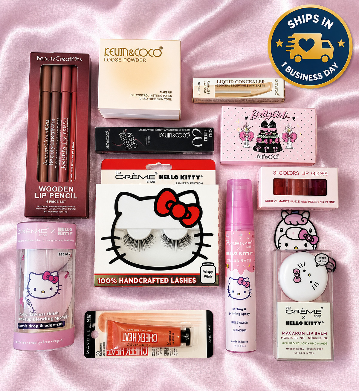 Beauty Creations Lip Pencil Set La Creme Shop Setting Spray Lashes Makeup Bundle
