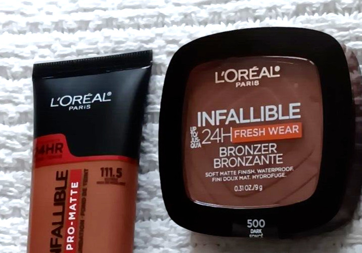 L’oreal Infallible Pro-Matte 111.5 Nutmeg Foundation 500 Dark Matte Bronzer Lot