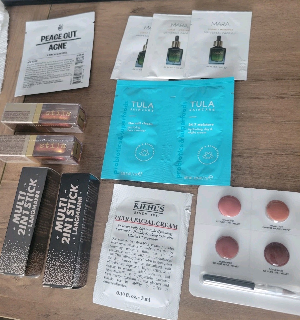 Beauty Sample Bundle Kiehls Ultra Facial Dior Lip Tula Skincare Peace Out Stila