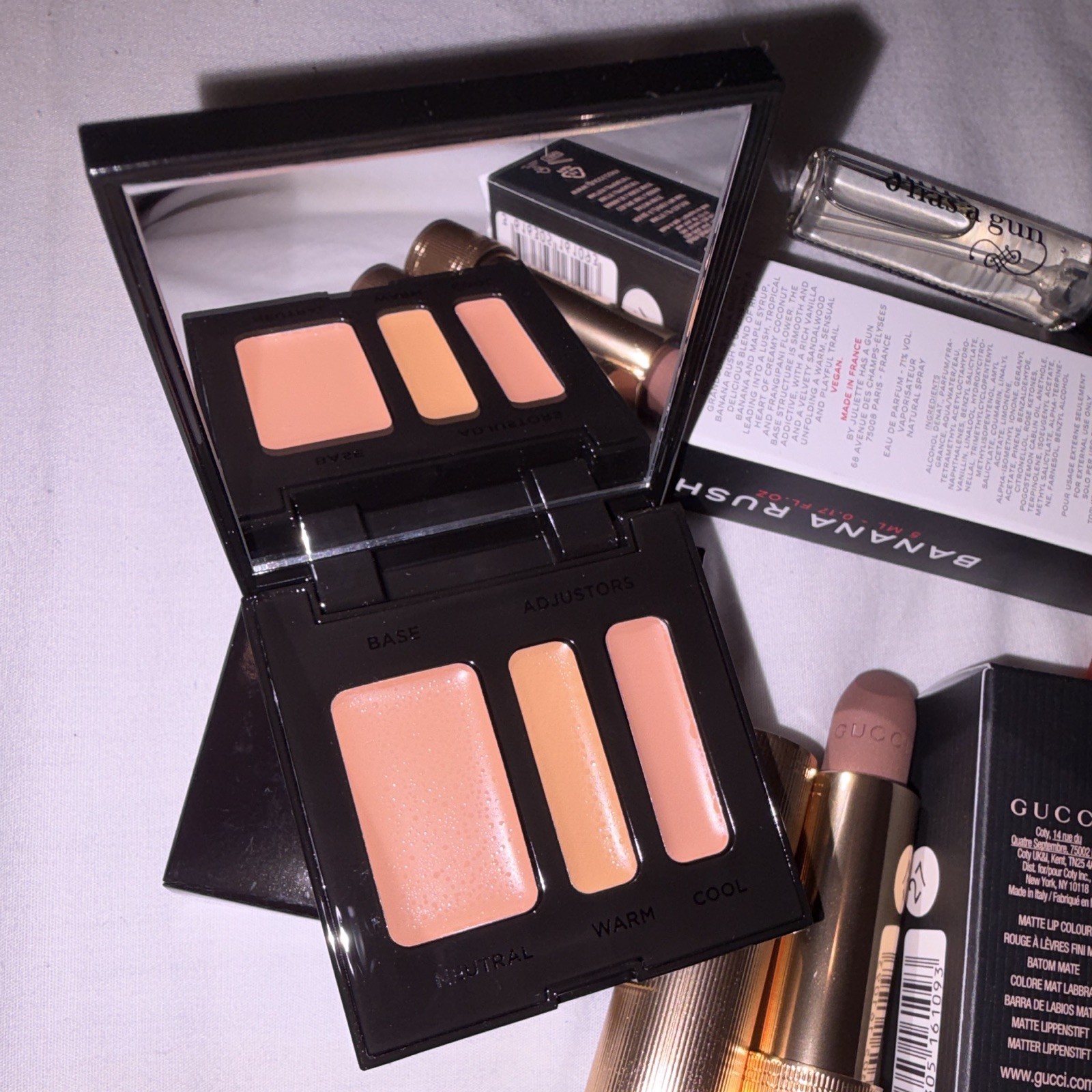 Mixed Brands Makeup & Fragrance Lot: Gucci Matte, Rare Beauty, Laura Mercier