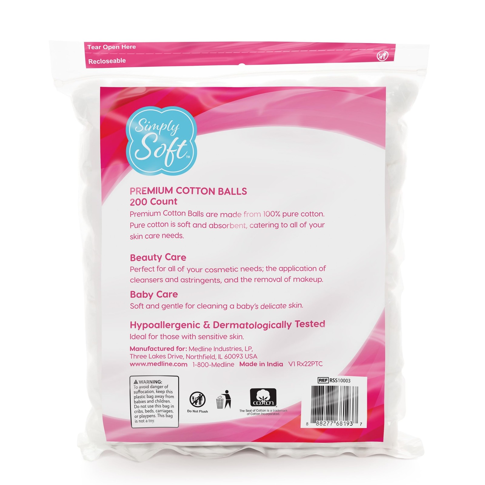 Simply Soft Premium Cotton Balls (600 Count), 100% Pure Cotton, Large Cotton …