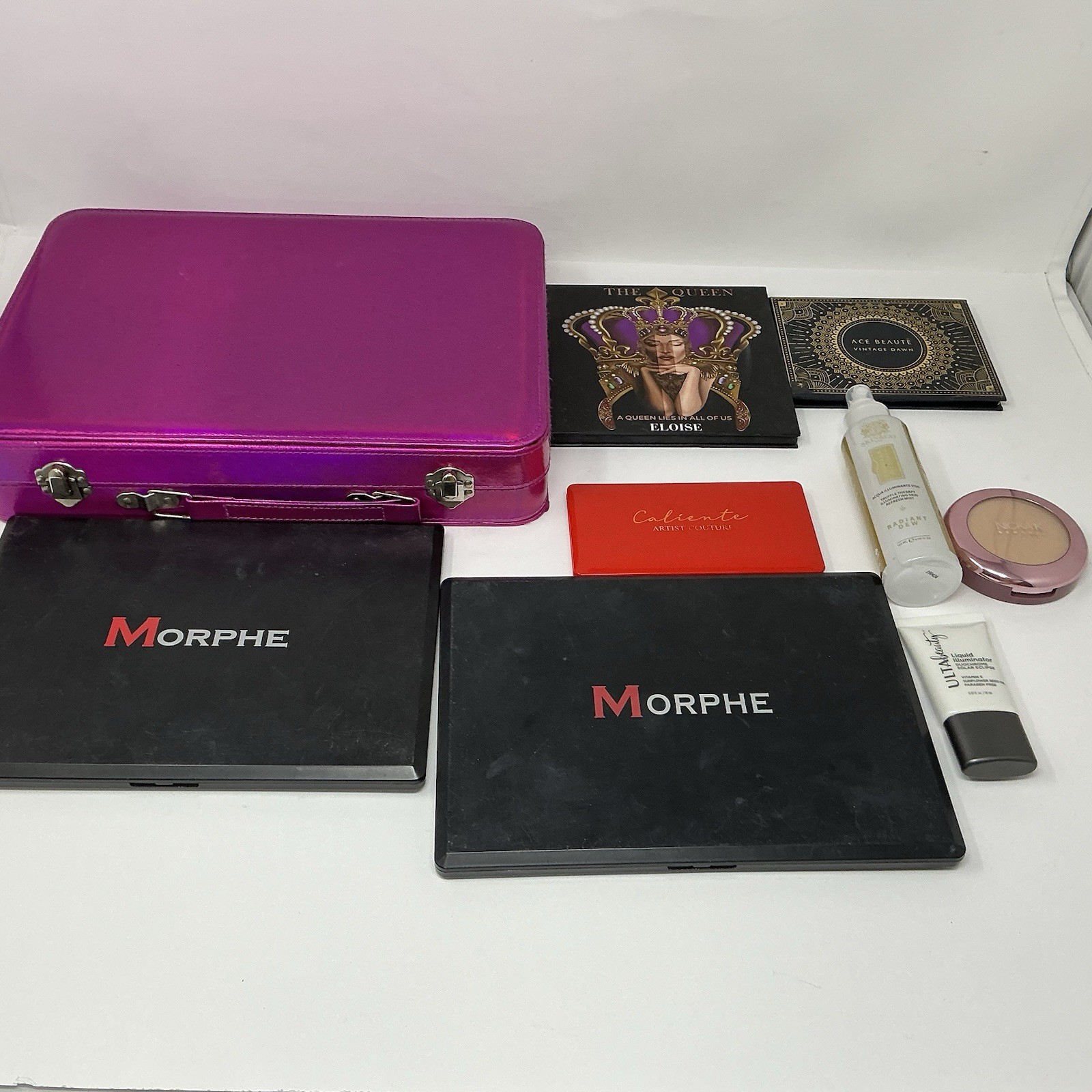 Makeup Bundle Lot Morphe Eloise ACE Pro Case Palettes Spray Powder