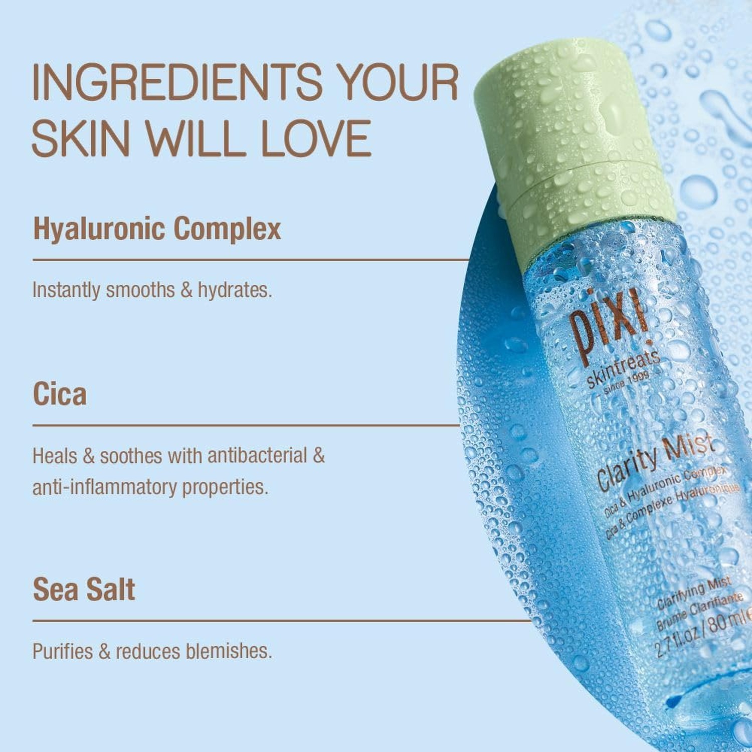Pixi Beauty Clarity Mist | Cooling and Soothing | 80ml / 2.7 fl oz