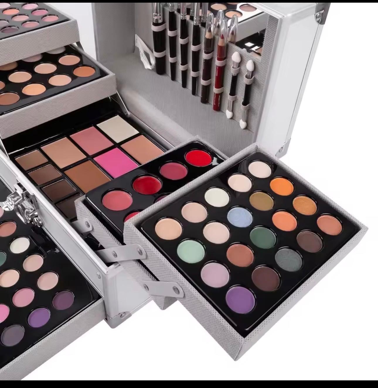 Multicolor Makeup Set Kit: Eyeshadow, Blush, Lipstick, Gloss, Brushes