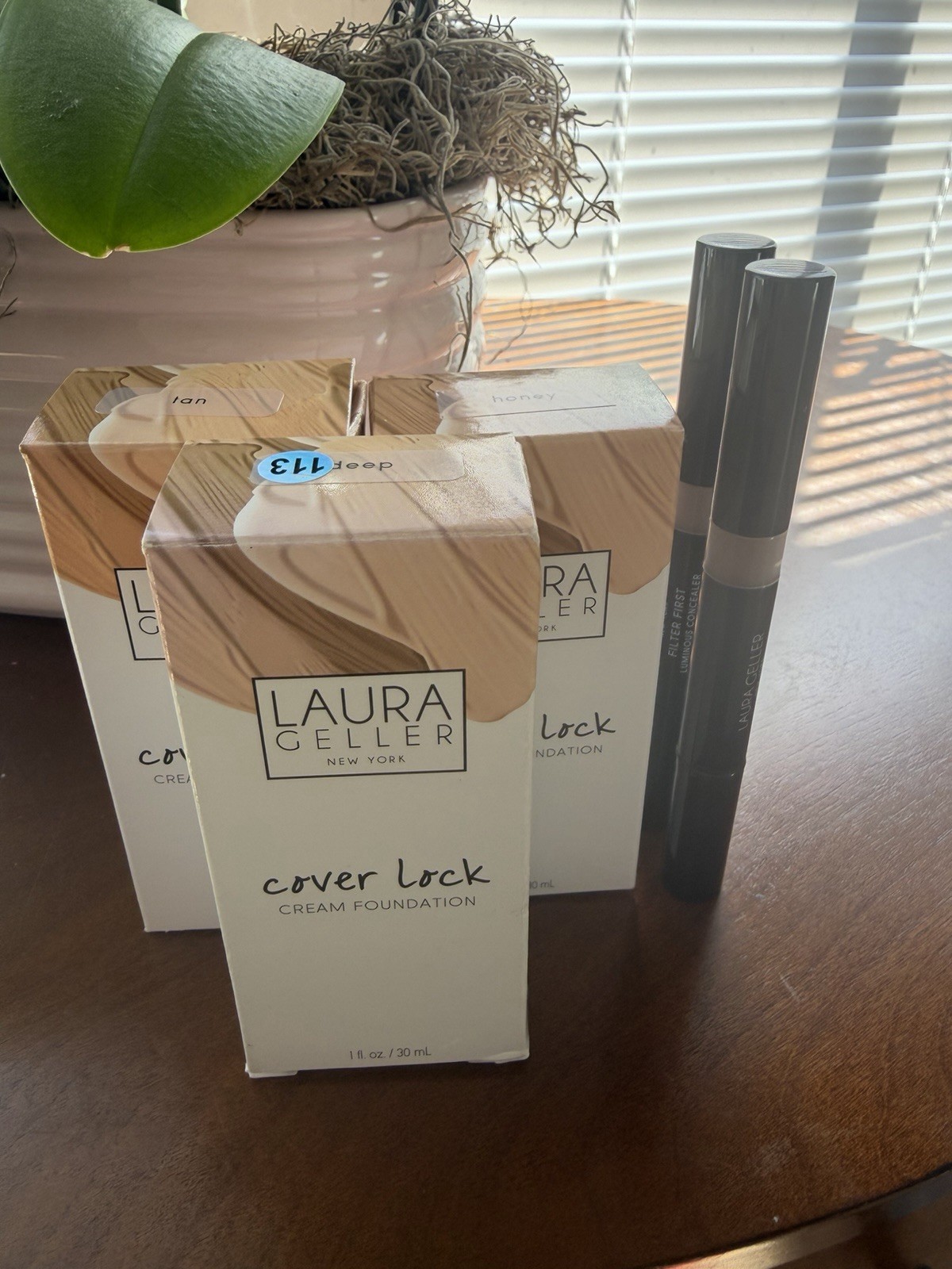 Laura Geller Cover Lock Cream Foundation Full Size Mixed Lot Tan Honey Deep