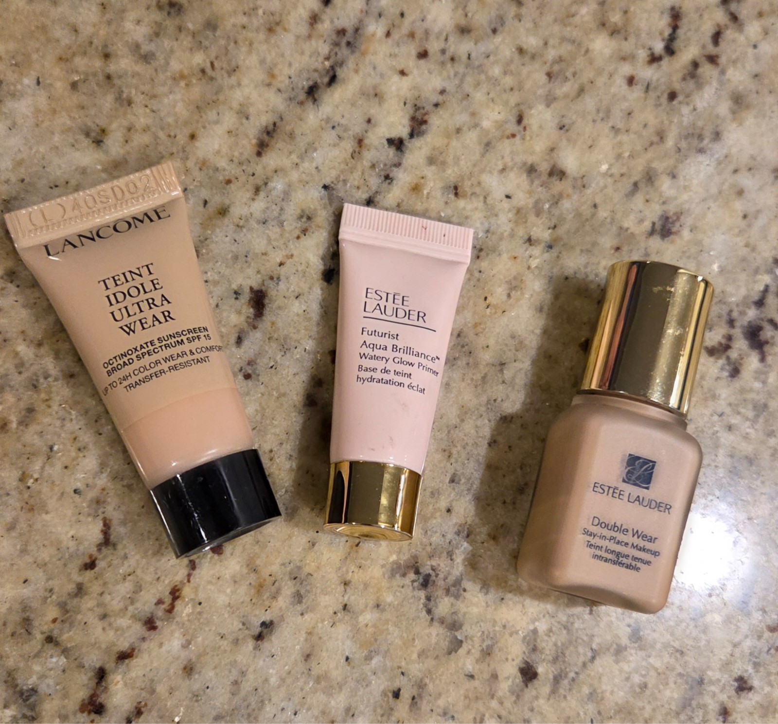 Lot of 3 Travel Sample Size Lancome Ultra Wear Estee Lauder Futurist Double Wear