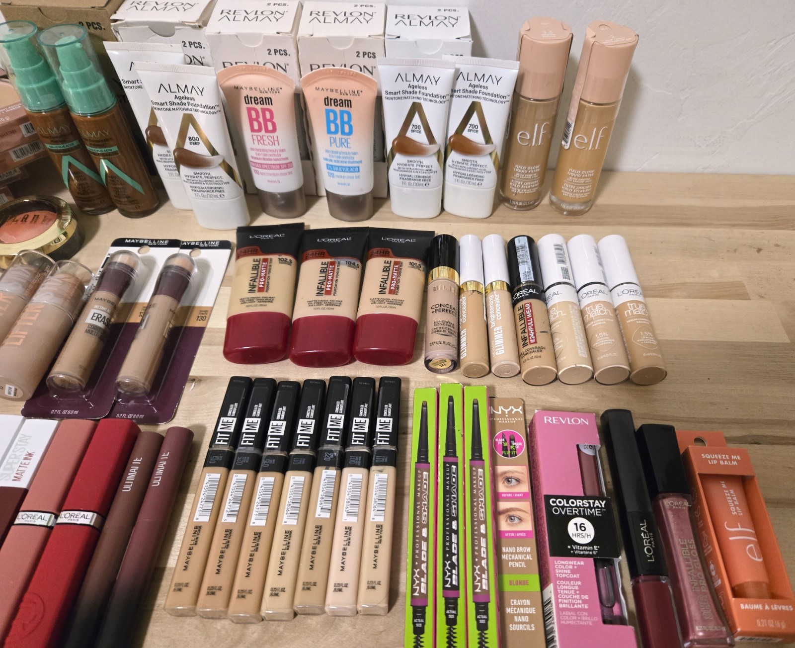 100 Pc Mixed Makeup Wholesale Lot – Revlon Elf Maybelline L’Oreal Milani Nyx