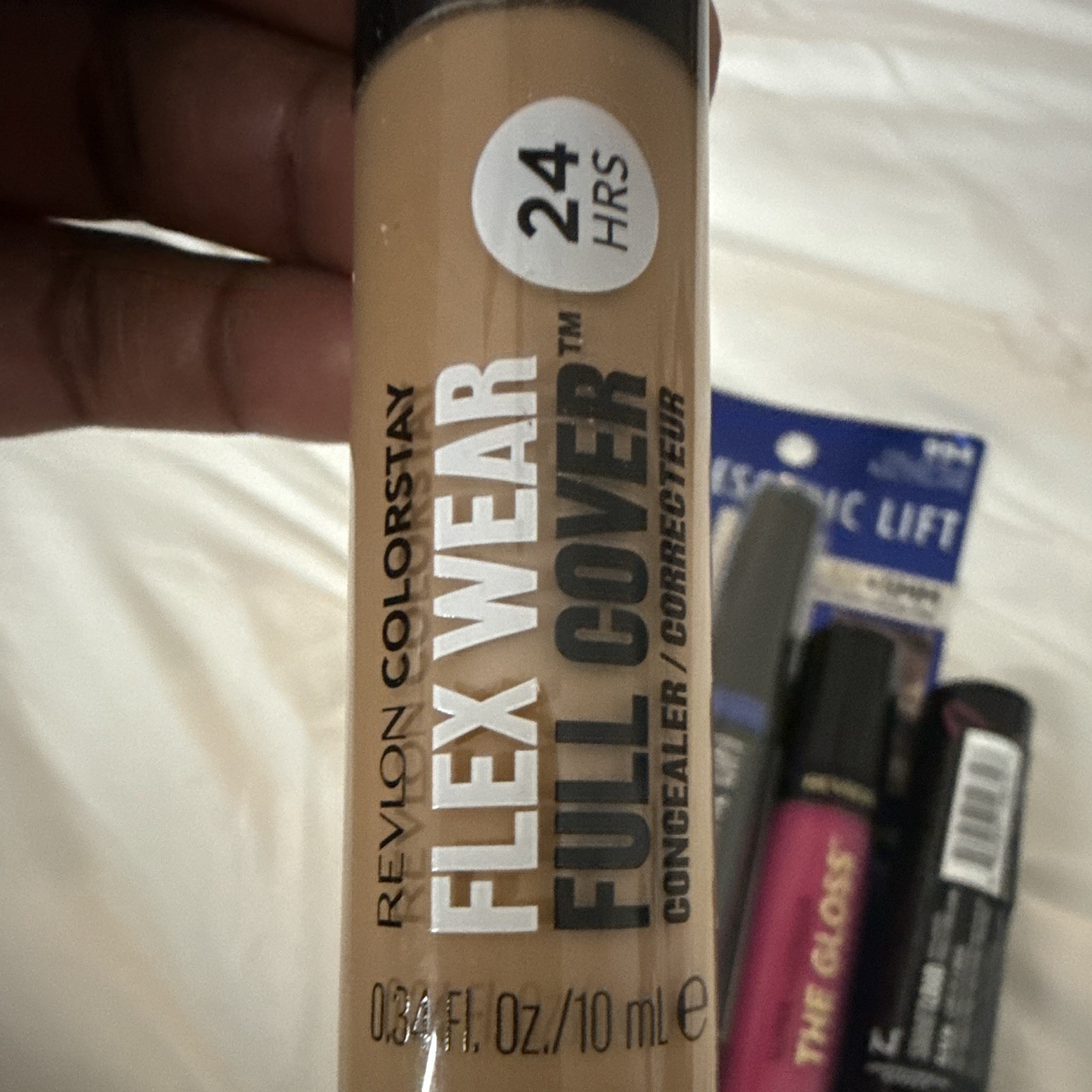 Revlon ColorStay Concealer, L’Oréal Telescopic Lift, NYX Smooth Whip, Full/Trav