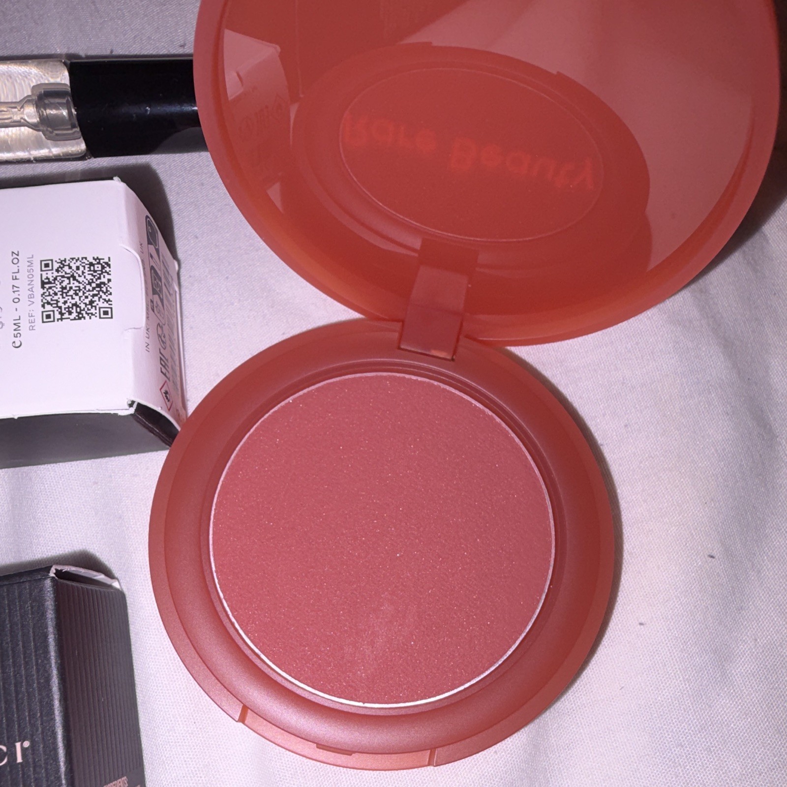 Mixed Brands Makeup & Fragrance Lot: Gucci Matte, Rare Beauty, Laura Mercier