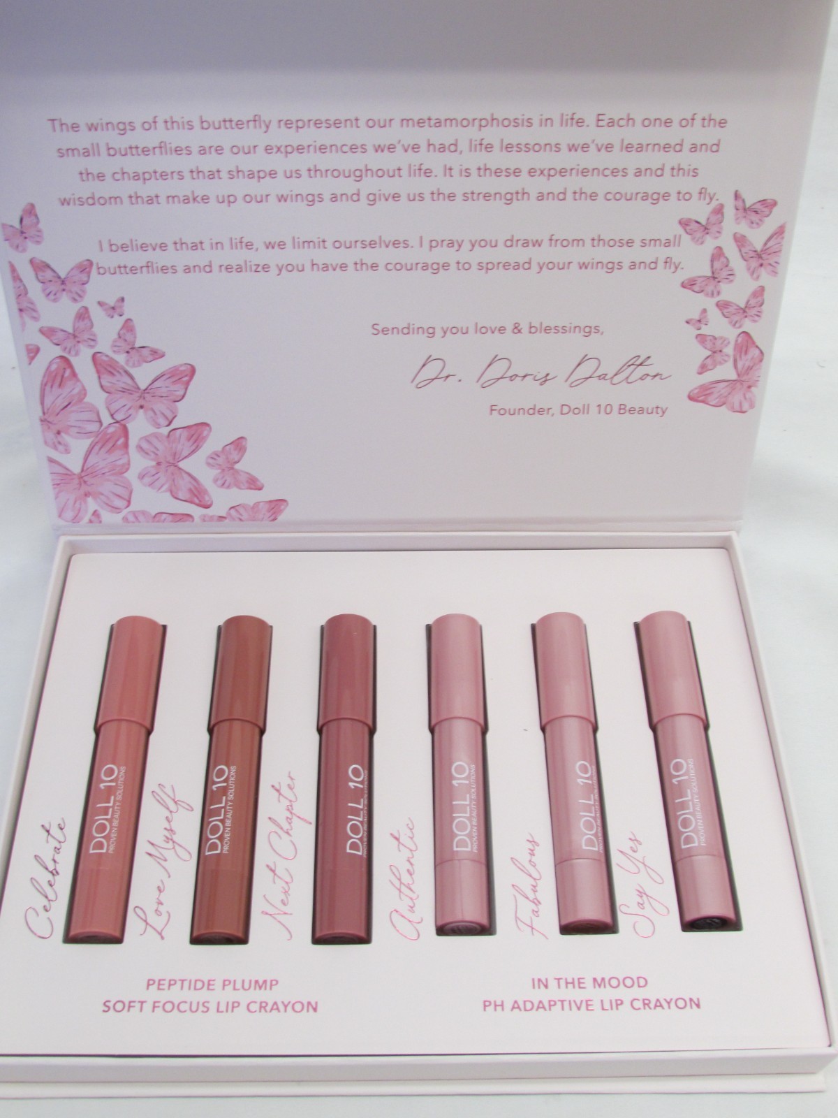 Doll 10 Beauty 6pc Lip Crayon Set Peptide Plump Soft Focus + pH Adaptive Collect