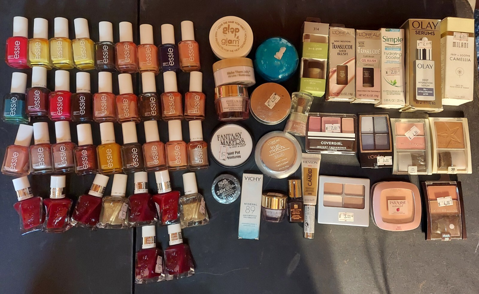 62 Piece Lot Of Assorted Makeup & Nail Polish ~ Essie~L’Oreal~Maybelline & More