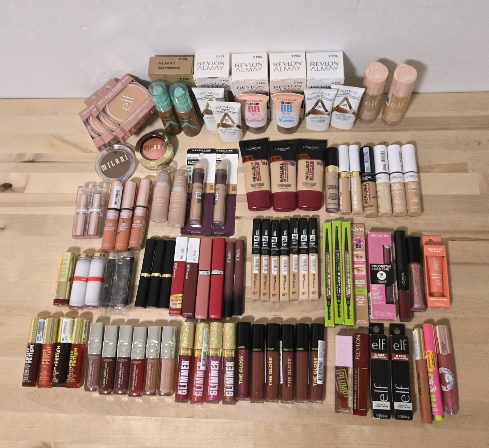 100 Pc Mixed Makeup Wholesale Lot – Revlon Elf Maybelline L’Oreal Milani Nyx