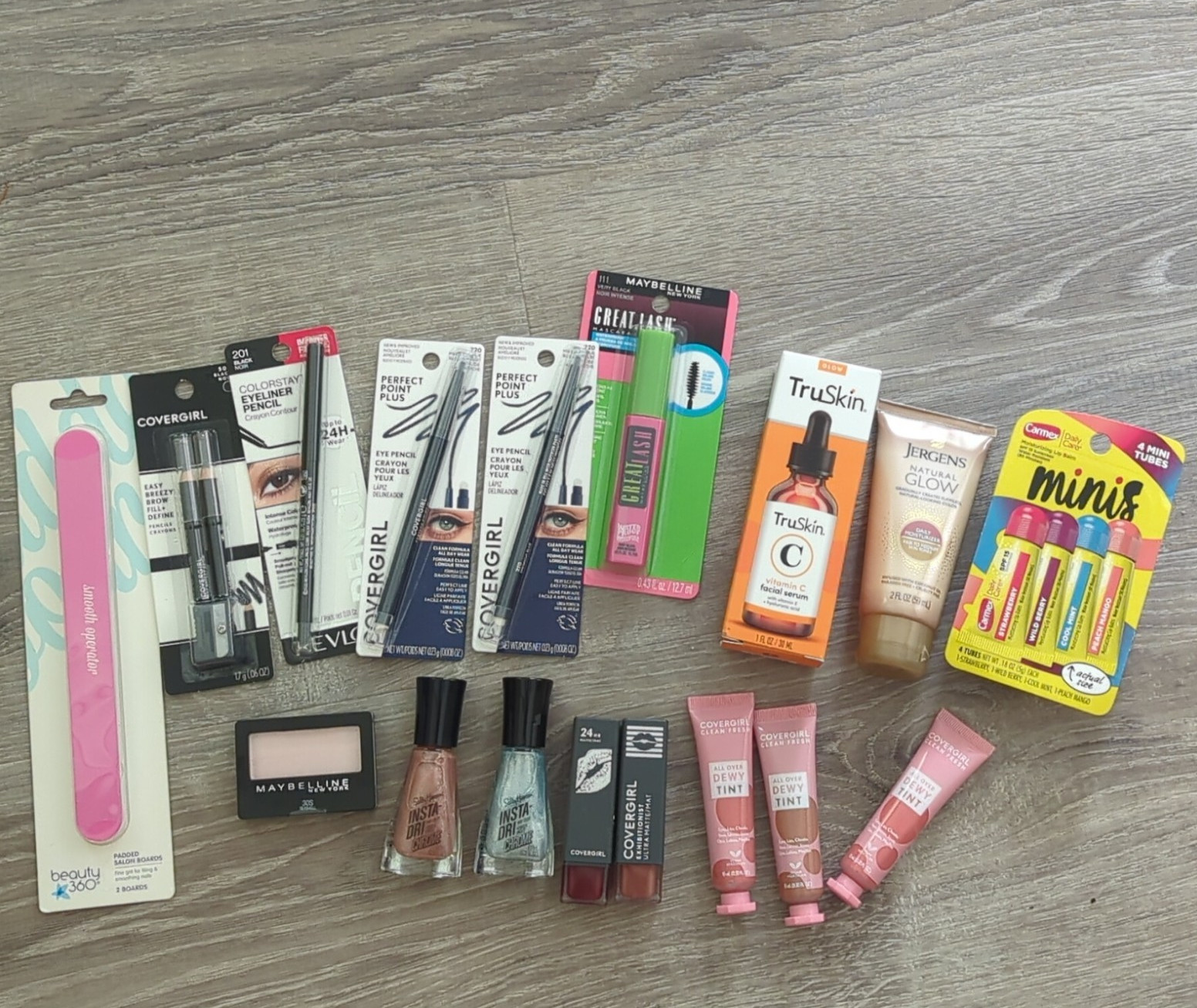 CoverGirl Maybelline TruSkin Vitamin C Serum Jergens Natural Glow Carmex Minis
