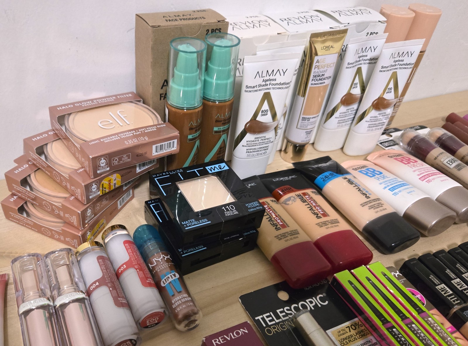 100 Pc Mixed Makeup Wholesale Lot – Revlon Elf Maybelline L’Oreal Milani Nyx