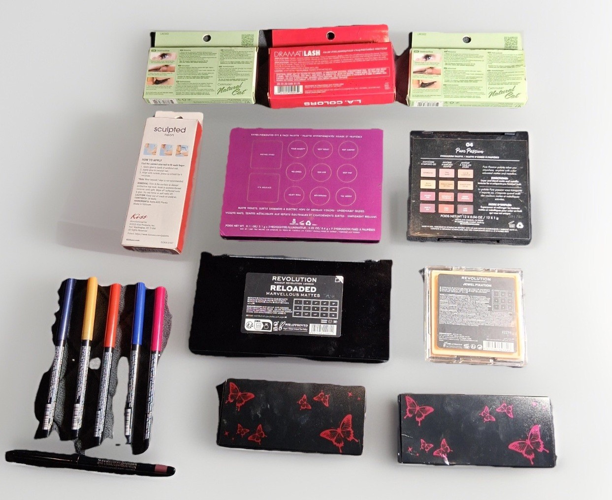 Milani Makeup Revolution LA Colors Beauty Bundle Eyeshadow Lashes Nails 15pc Lot