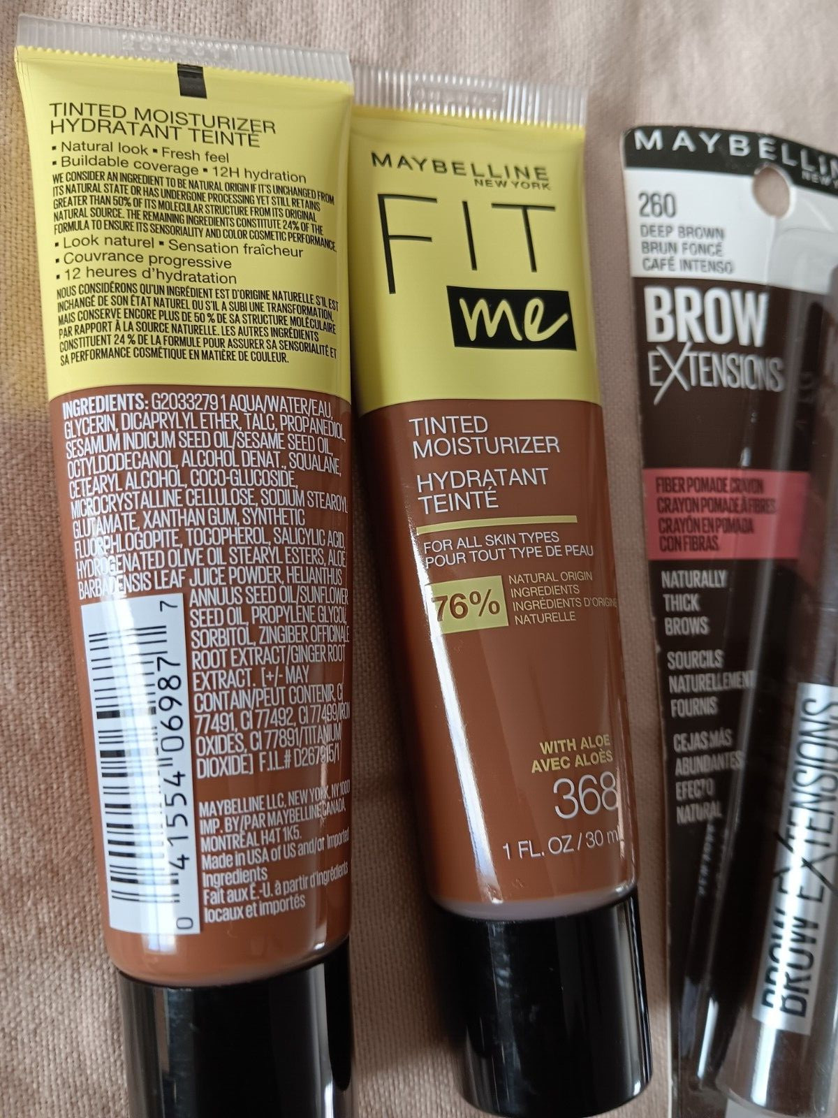 Maybelline Fit Me Tinted Moisturizer #368 Brow Extensions #260 Deep Brown Crayon