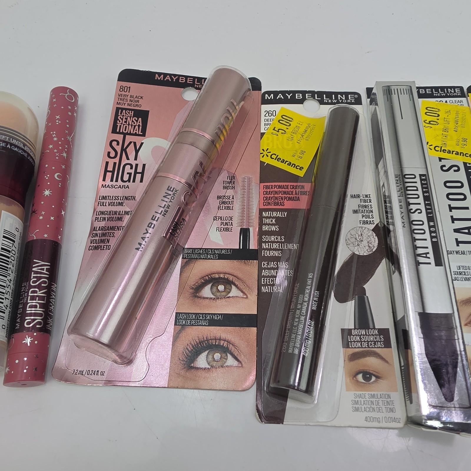 Maybelline Makeup Lot of 7 New Sky High Total Temptation Tattoo Studio Age
