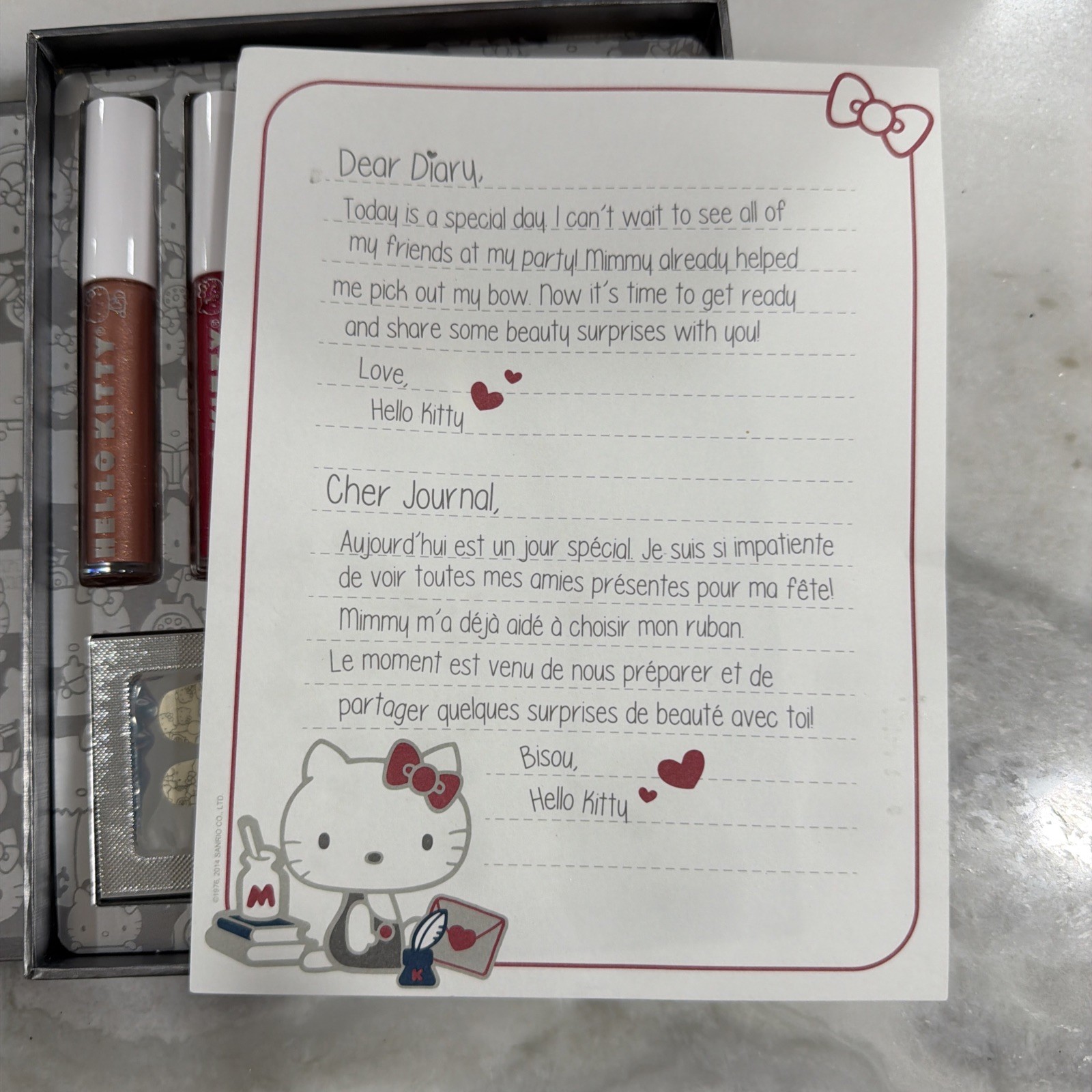 Hello Kitty The Red Bow Beauty Diaries 40th Anniversary 15 Piece Makeup Kit NEW