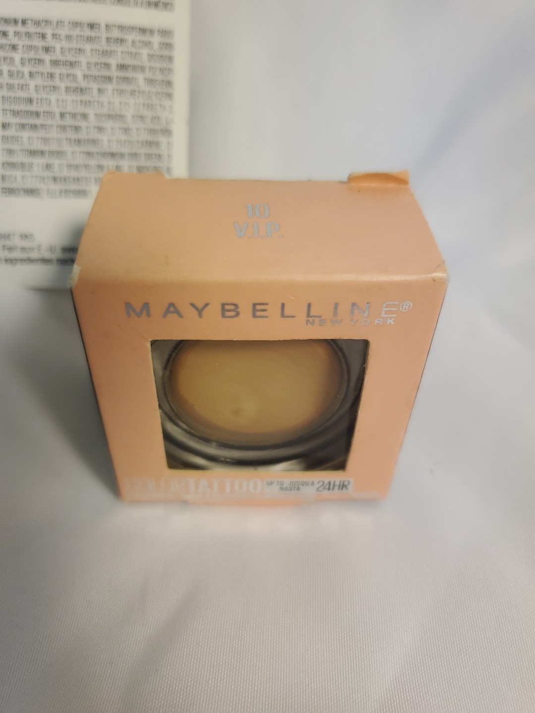 4pc. Maybelline Highlighter, Mascara,Tatoo Studio Brow Pencil, Cream Eyeshadow