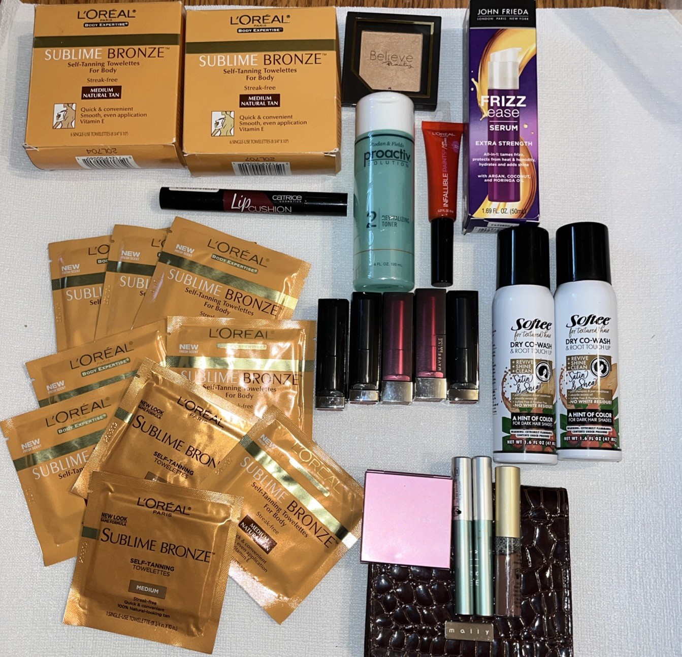 Huge 32 Piece Beauty Bundle MALLY L’Oréal Sublime Bronze Towelettes UNTESTED!