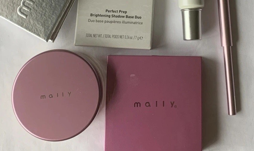 Mally Makeup Bundle! Poreless-ph Blush-Pdr-Eye Prep Duo-Brush & Makeup Bag-6pc