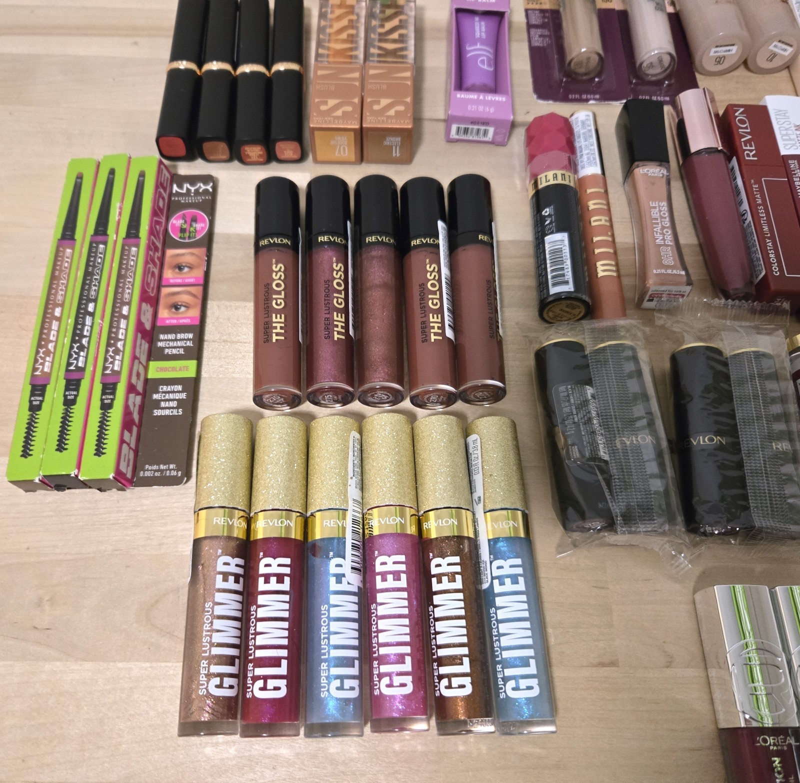 100 Pc Mixed Makeup Wholesale Lot – Revlon Elf Maybelline L’Oreal Milani Nyx