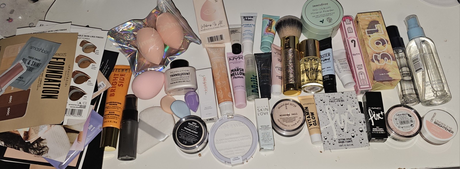 HUGE Lot / Bundle 55+ Piece Face Makeup – Primer * Setting Spray * Baking Powder