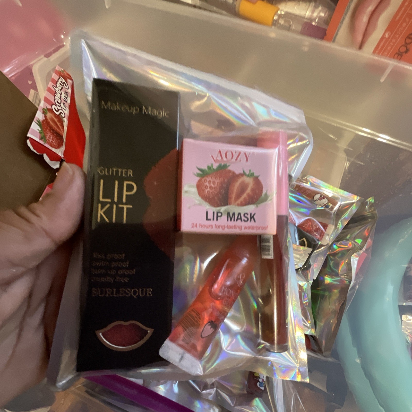 Assorted Full Size Makeup Lot AOZY Lip Mask + Makeup Magic Glitter Kit