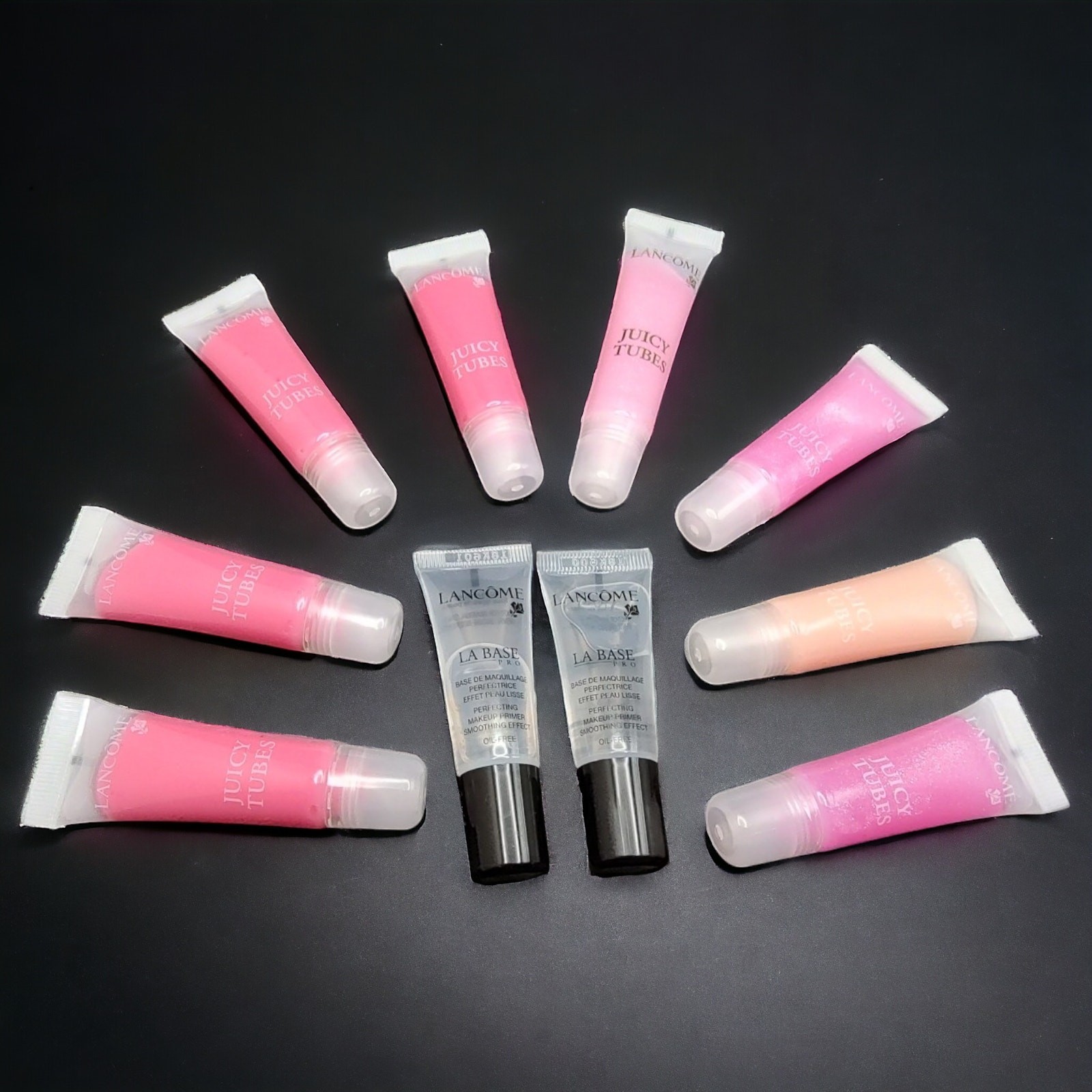 Lancôme Juicy Tube Travel Lot with LA Base Perfecting Primers and Make-Up Pouch