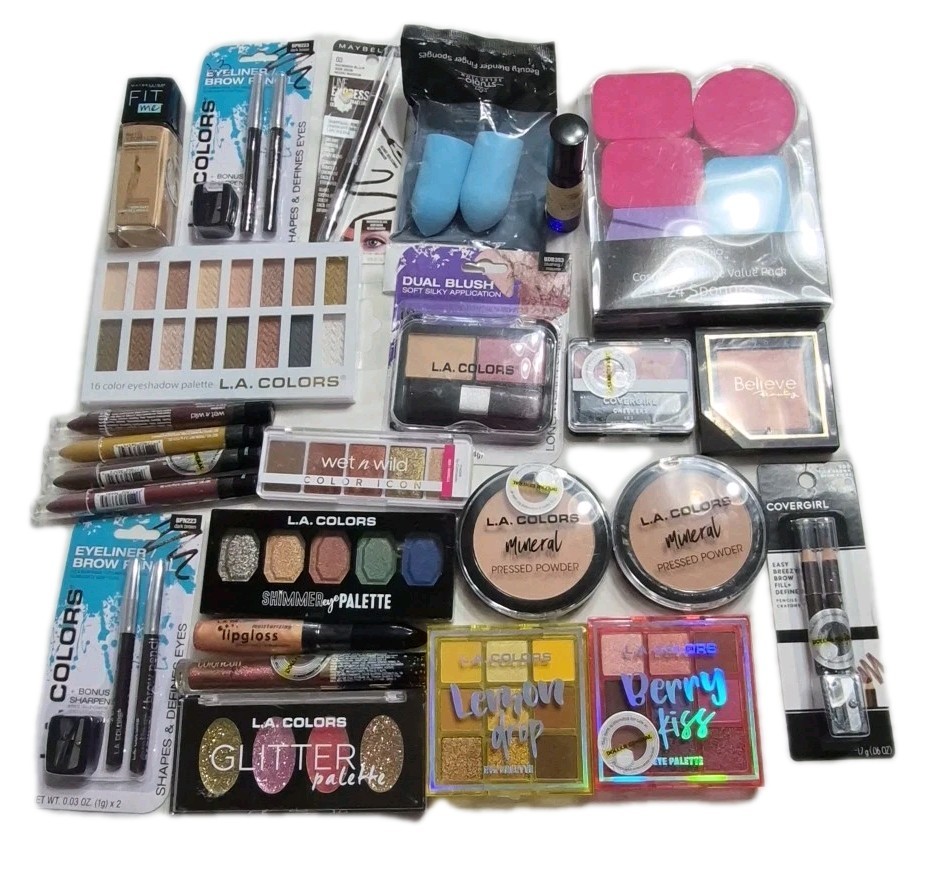 Brand New Lot Of 25 Cosmetic Variety Maybelline, Covergirl, Wet N Wild +more
